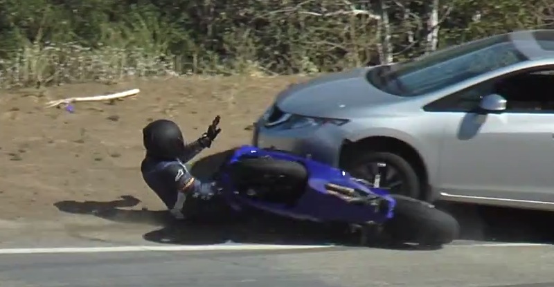 Crazy Video Shows Biker Trapped Under Car After Scary Crash | RTM ...